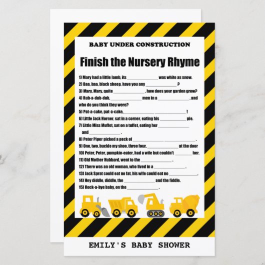 Baby Under Construction Baby Shooting Game PRINTED (Vorne/Hinten)