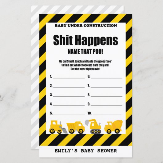 Baby Under Construction Baby Shooting Game PRINTED (Vorne/Hinten)