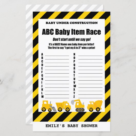 Baby Under Construction Baby Shooting Game PRINTED (Vorne/Hinten)