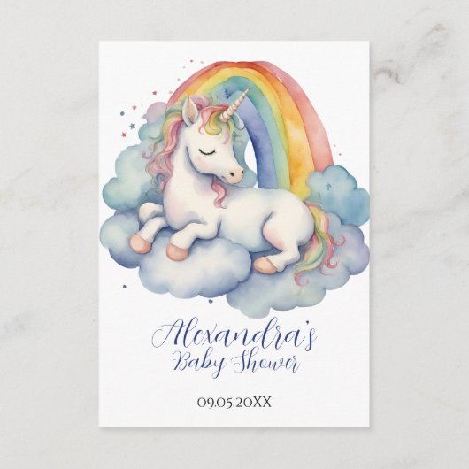 Baby Unicorn Baby Duschkabine Windelwanne Begleitkarte (Rückseite)