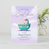 Baby Unicorn Bath Time | Einladung der Babydusche (Stehend Vorderseite)