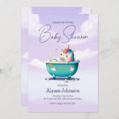 Baby Unicorn Bath Time | Einladung der Babydusche (Vorne/Hinten)