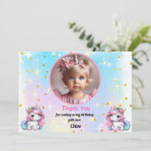 Baby Unicorn Birthday Thank You Cards! Dankeskarte (Stehend Vorderseite)