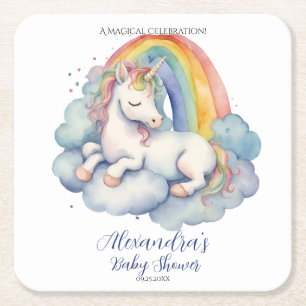 Baby Unicorn Boy Baby Shower Rechteckiger Pappuntersetzer