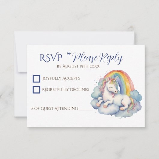 Baby Unicorn Boy Baby Shower RSVP Karte (Vorderseite)