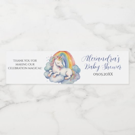 Baby Unicorn Boy Baby Shower Wasserflaschenetikett (Einzelnes Label)