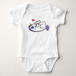 Baby Unicorn, der die Zeit - lila füttert Strampler