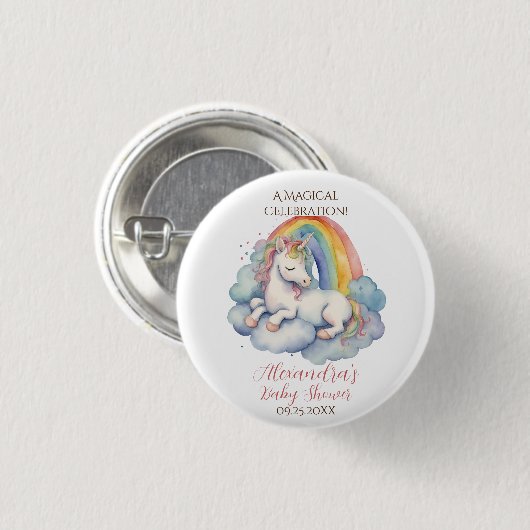 Baby Unicorn Girl Baby Shower Button (Vorne & Hinten)