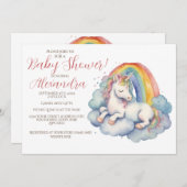 Baby Unicorn Girl Baby Shower Einladung (Vorne/Hinten)