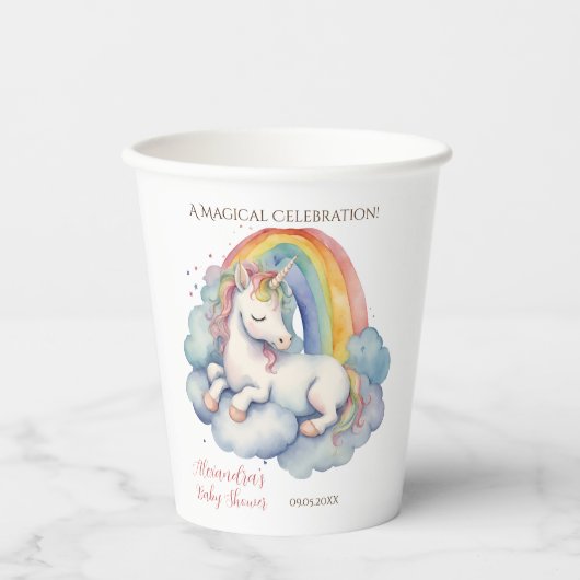 Baby Unicorn Girl Baby Shower Pappbecher (Vorderseite)