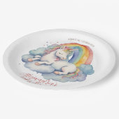 Baby Unicorn Girl Baby Shower Pappteller (Schrägansicht)