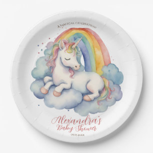 Baby Unicorn Girl Baby Shower Pappteller