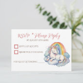 Baby Unicorn Girl Baby Shower RSVP Karte (Stehend Vorderseite)