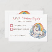 Baby Unicorn Girl Baby Shower RSVP Karte (Vorne/Hinten)