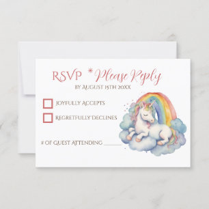 Baby Unicorn Girl Baby Shower RSVP Karte