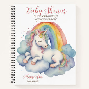 Baby Unicorn Girl Baby ShowGuest Gift List Notizblock