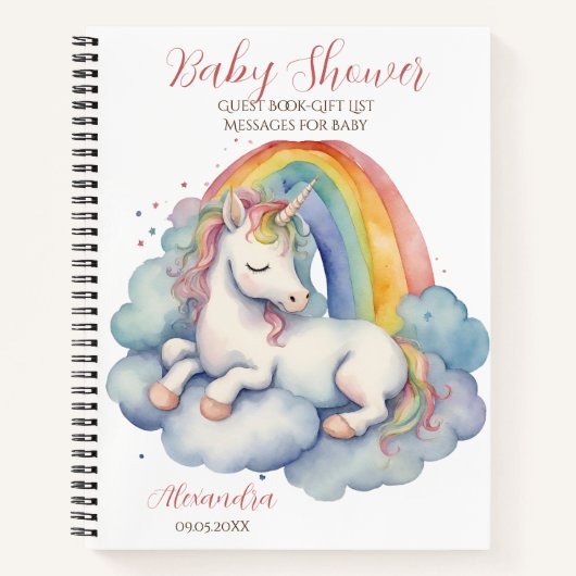 Baby Unicorn Girl Baby ShowGuest Gift List Notizblock (Vorderseite)