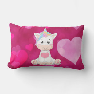 Baby Unicorn Herz Print Lumbar Kissen