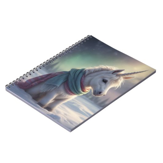 Baby Unicorn im Schnee Notizblock (Linke Seite)