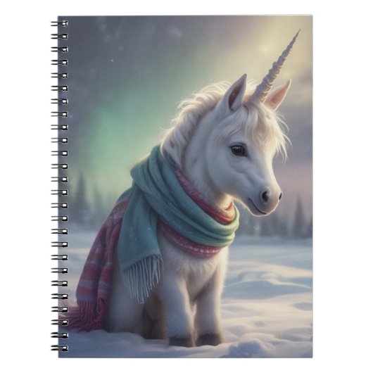 Baby Unicorn im Schnee Notizblock (Vorderseite)