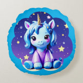 Baby Unicorn in PJ's Round Kissen (Vorderseite)