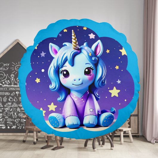 Baby Unicorn in PJ's Round Kissen