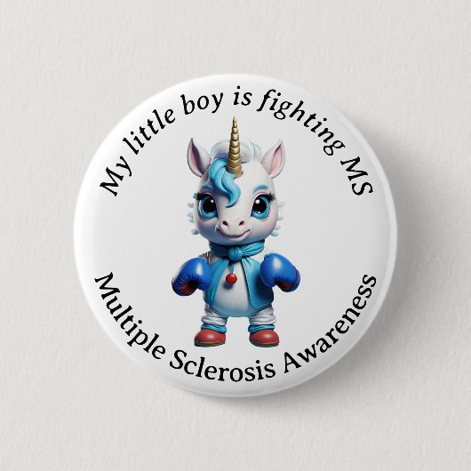 Baby Unicorn, Junge, Kid Multiple Sklerose Button (Vorderseite)