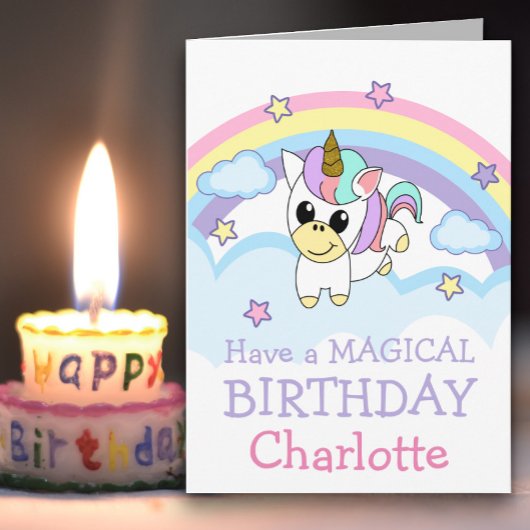 Baby Unicorn Magical Birthday Karte
