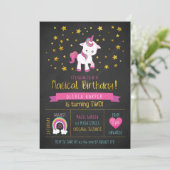 Baby Unicorn Magical Birthday Party Einladung (Stehend Vorderseite)