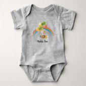 Baby Unicorn mit Balloon Rainbow Name Strampler (Vorderseite)