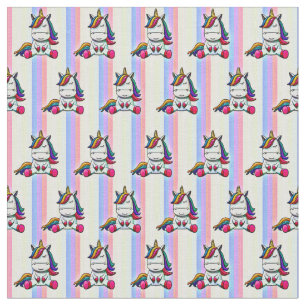 Baby Unicorn mit Rainbow Background Stoff