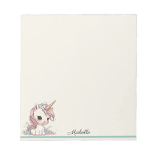 Baby Unicorn Niedlich Notepad IHRER Name Notizblock