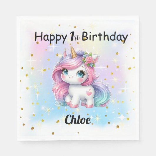 Baby Unicorn Paper Napkins. Serviette (Vorderseite)
