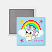 Baby Unicorn Regenbogen und Wolken Personalisiert Magnet (Vorderseite/Rückseite)