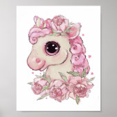 Baby Unicorn Rose Animal Poster | Wall Print (Vorne)