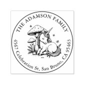 Baby Unicorn schlafen unter Toadstool Name Address Permastempel (Design)