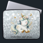 Baby Unicorn Silver Glitzer Bokeh Laptopschutzhülle<br><div class="desc">Baby Einhorn auf silberfarbenem Glitzer.</div>