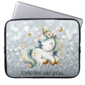 Baby Unicorn Silver Glitzer Bokeh Laptopschutzhülle (Vorderseite)