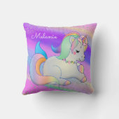 Baby Unicorn Silver Stars Regenbogen Kissen (Rückseite)