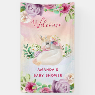 Baby Unicorn und Blume Baby Shower Banner