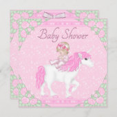 Baby, Unicorn und Rose Pink Babydusche Einladung (Vorne/Hinten)