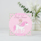 Baby, Unicorn und Rose Pink Babydusche Einladung (Stehend Vorderseite)