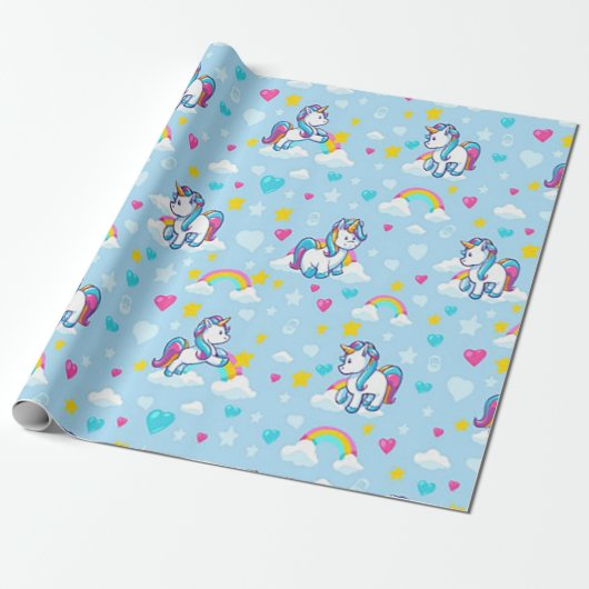 Baby Unicorns & Rainbows Geschenkpapier (Ungerollt)