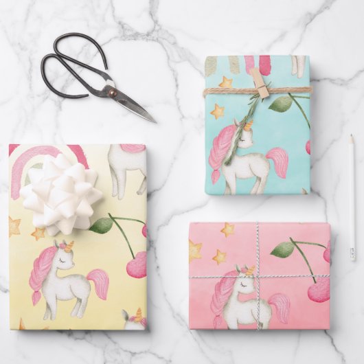 Baby Unicorns Rainbows & Sunny Skies Geschenkpapier Set (Vorderseite)