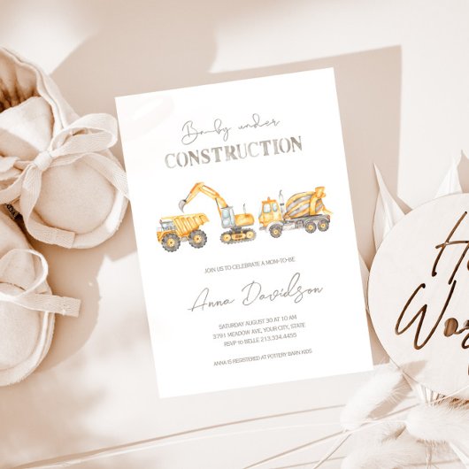 Baby unter Bau Kinderdusche Einladung