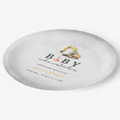 Baby unter Baukinderdusche Pappteller (Schrägansicht)