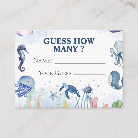 Baby unter dem Meer schätzt wie viele Spielkarten Begleitkarte (Vorderseite)