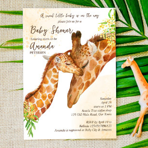 Baby unterwegs Baby-Giraffe und Mama Baby-Party Einladung
