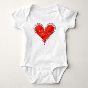 Baby Valentine Heart with Lace Trim Baby Strampler