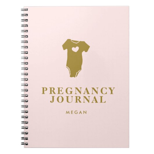 Baby Vest Pregnancy Journal Blush Pink und Gold Notizblock (Vorderseite)
